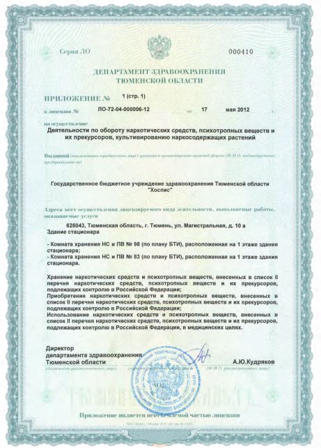 Лицензии на осуществление деятельности по обороту наркотических средст, психотропных веществ и их прекурсоров