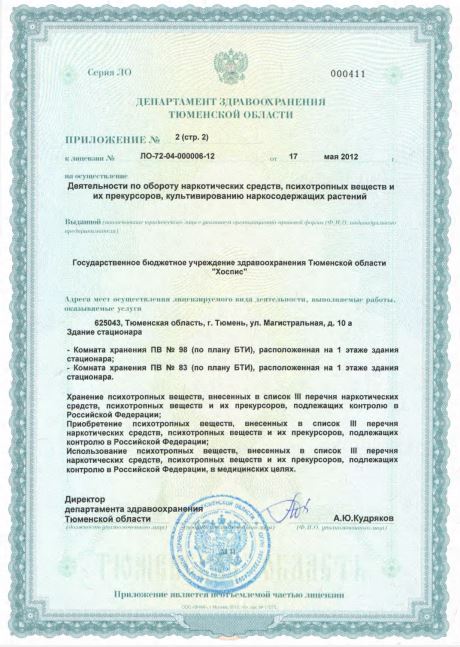 Лицензии на осуществление деятельности по обороту наркотических средст, психотропных веществ и их прекурсоров